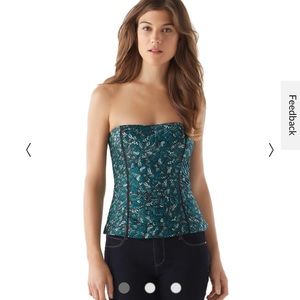 WHBM Flutter Pleated Bustier 4 black green blue butterflies 🦋 evening casual